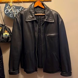 Guess Mens Leather Car Coat
